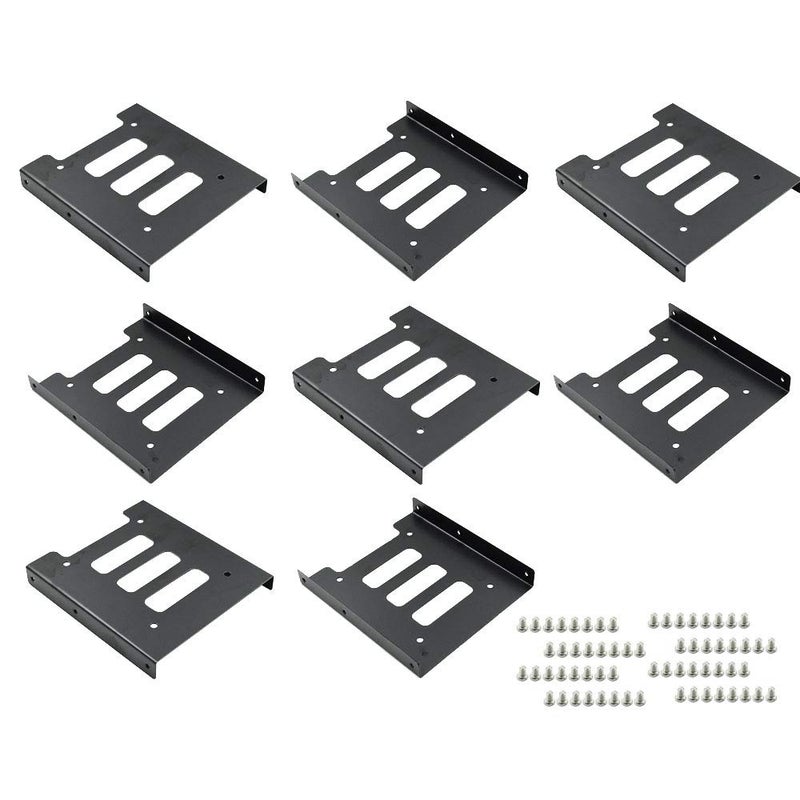 PHITUODA 8Pcs 2.5" to 3.5" SSD HDD Hard Disk Drive Bays Holder Metal Mounting Bracket Adapter with Screws for PC - Image 1